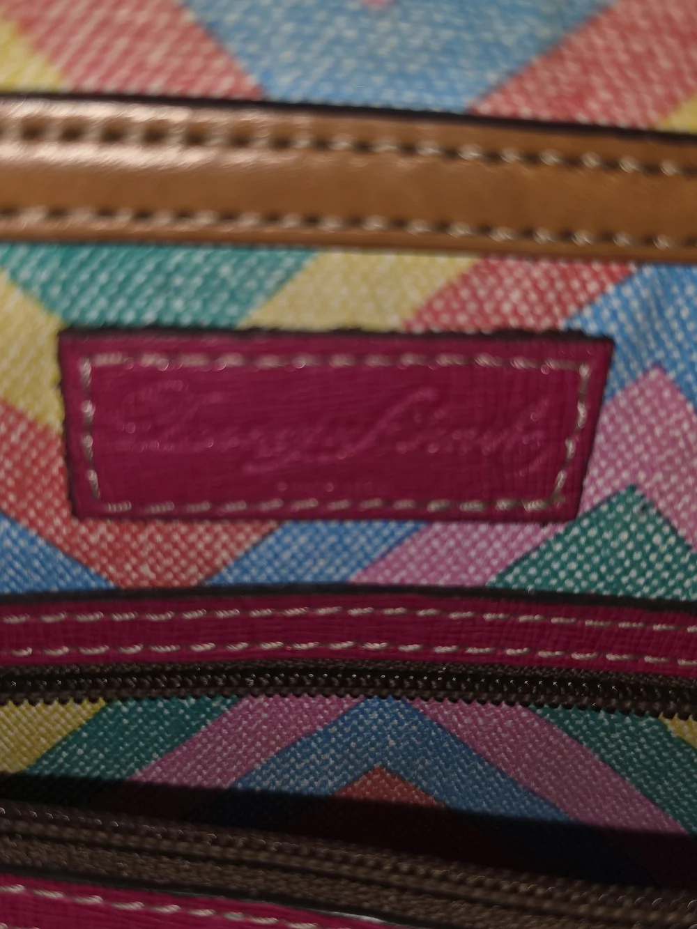 Dooney & Bourke Navy and Tan Leather-Trim Tote